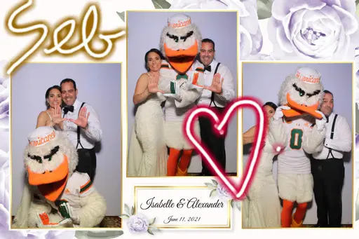 family posing with mascot