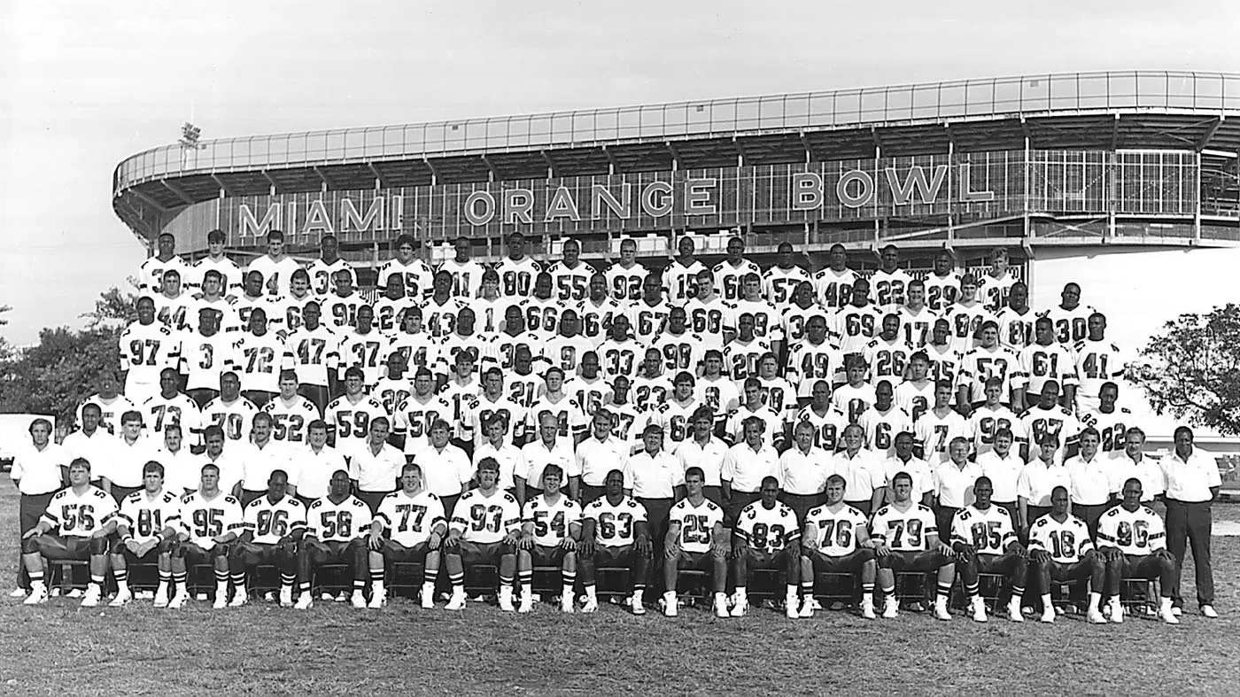 Black and white photo of football team