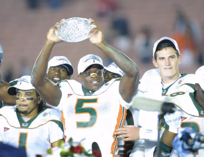 Football players holding up trophy