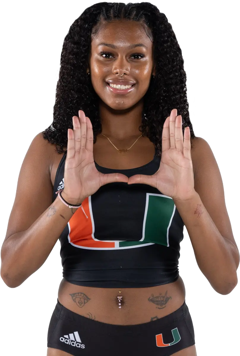 Track athlete making 'u' symbol with hands