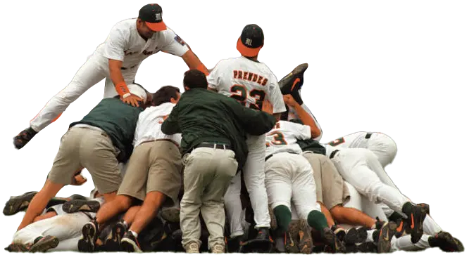 baseball players dog-piling on each other