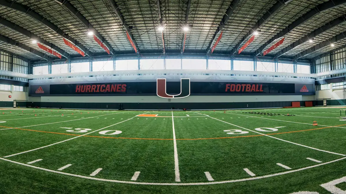Inside of indoor football field