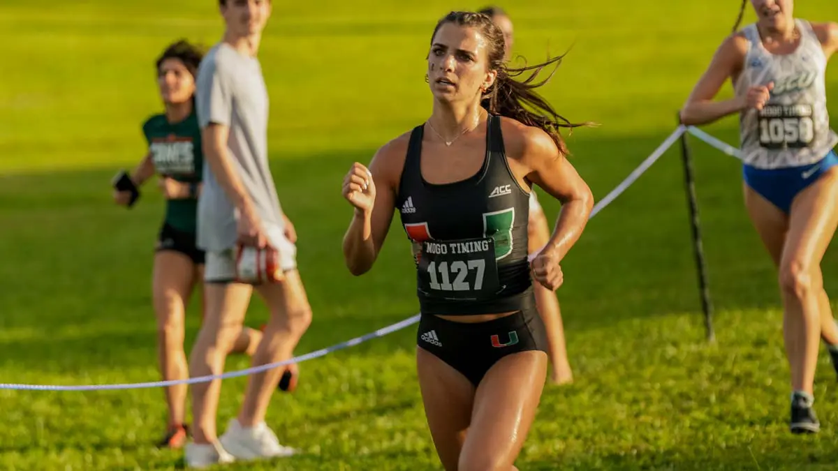 Woman running a race