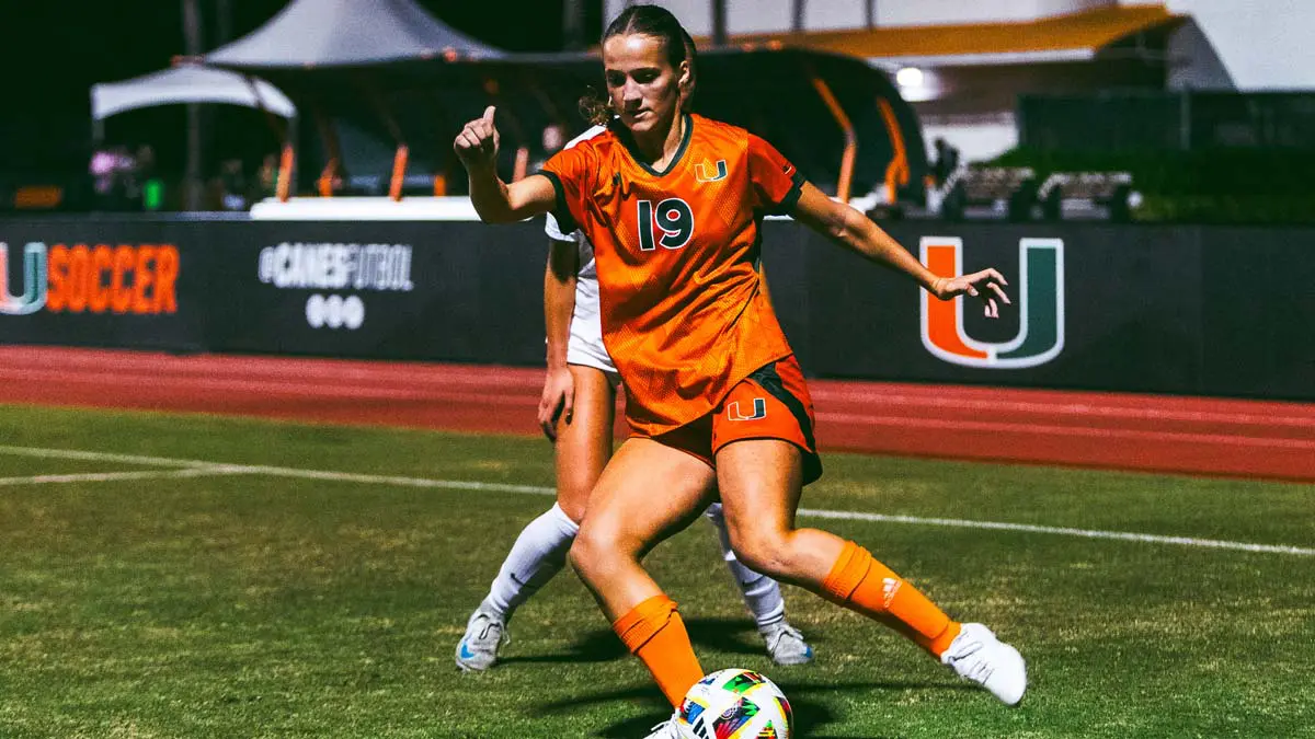 Woman playing soccer